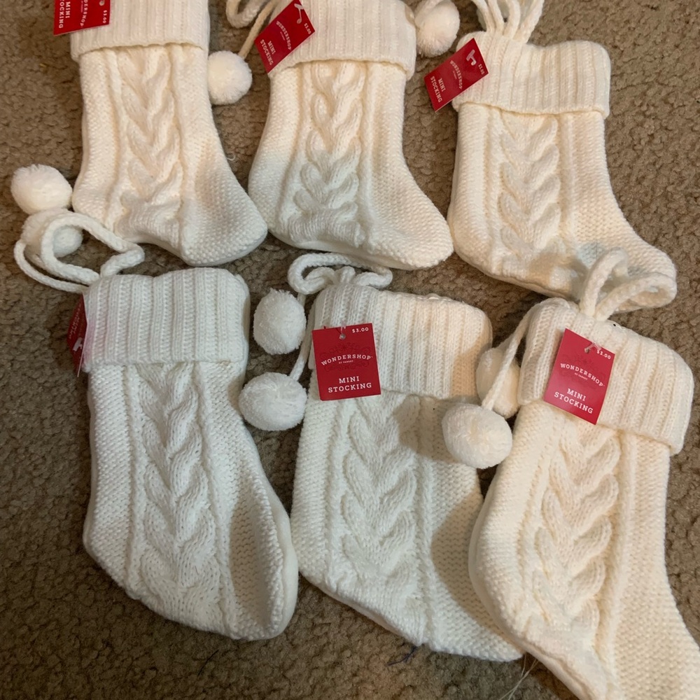 LAST CHANCE! Set of 6 Target Wondershop Ivory Knit Mini Stockings